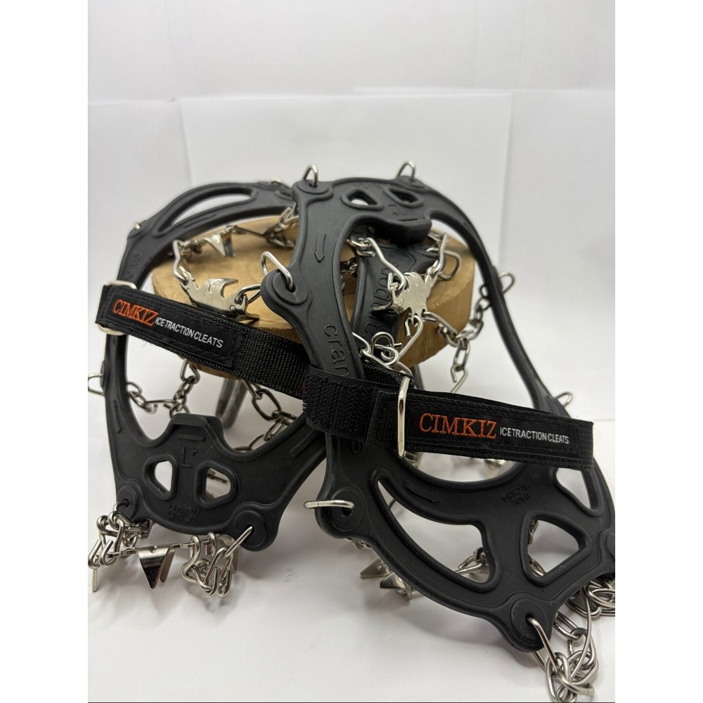 Cimkiz Ice Traction Cleats 19 Spikes Crampons for Boots Shoes Black Size Large